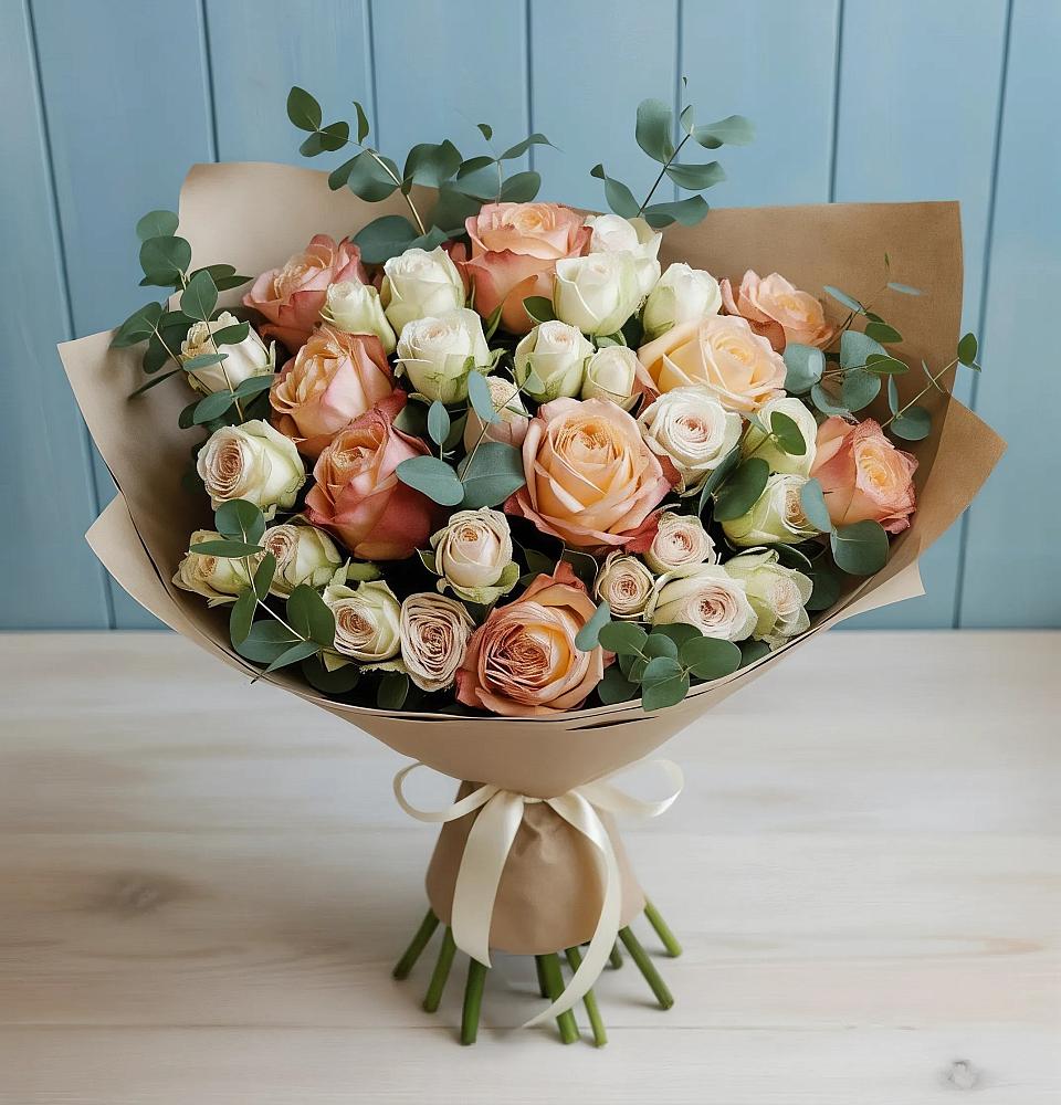 Букет цветов из: Альстромерии и Розы в городе Шелехов