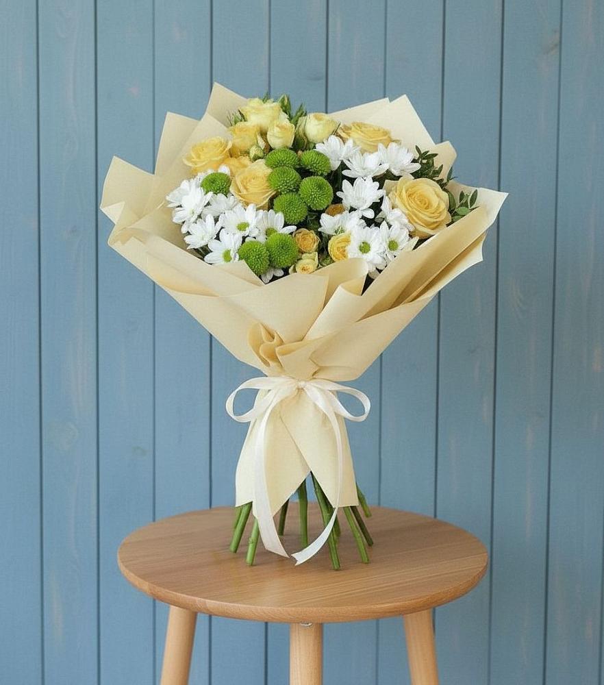 Букет цветов из: Хризантемы и Розы в городе Шелехов