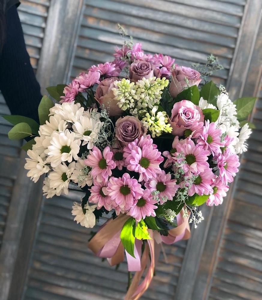 Букет цветов из: Хризантемы и Розы в городе Шелехов