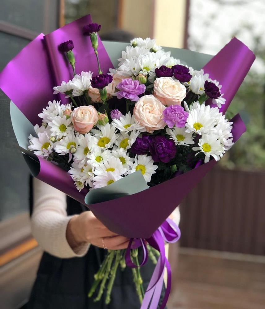 Букет цветов из: Хризантемы, Гвоздики и Розы в городе Шелехов