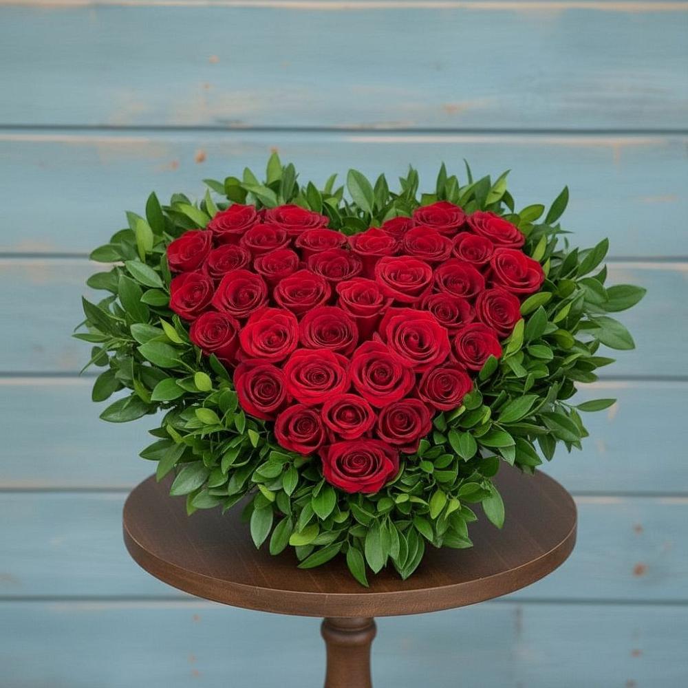 Цветочная композиция из Розы в виде сердца в городе Шелехов