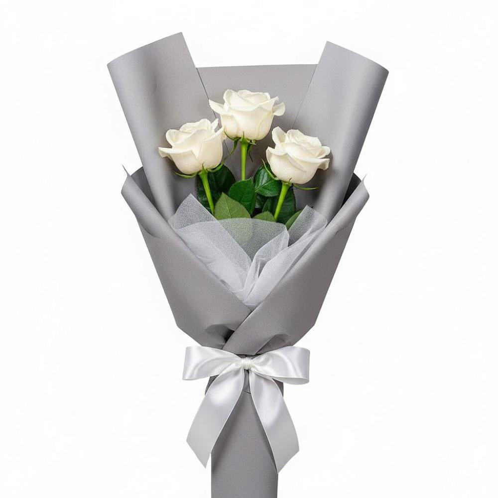 Букет 3 белые розы в городе Шелехов