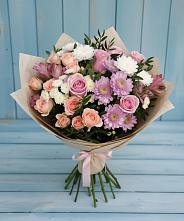 Букет цветов из:  Хризантемы, Розы и Альстромерии в городе Шелехов