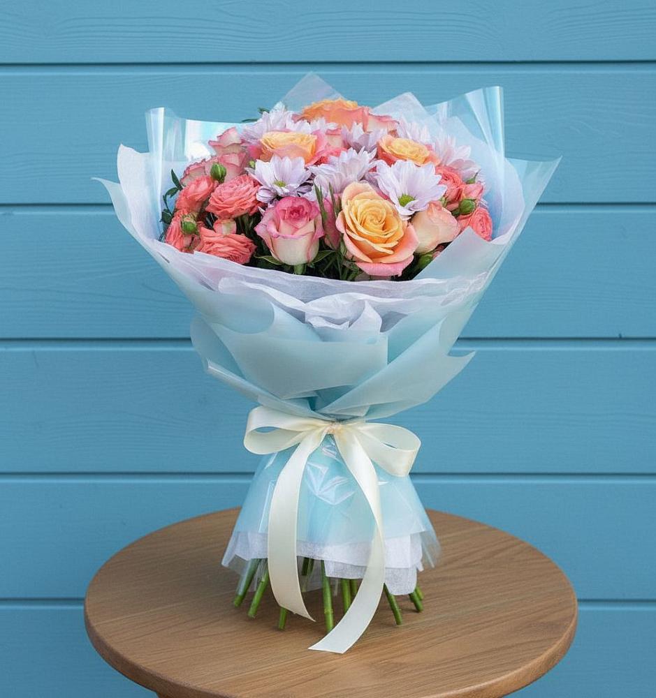 Букет цветов из: Хризантемы и Розы в городе Шелехов