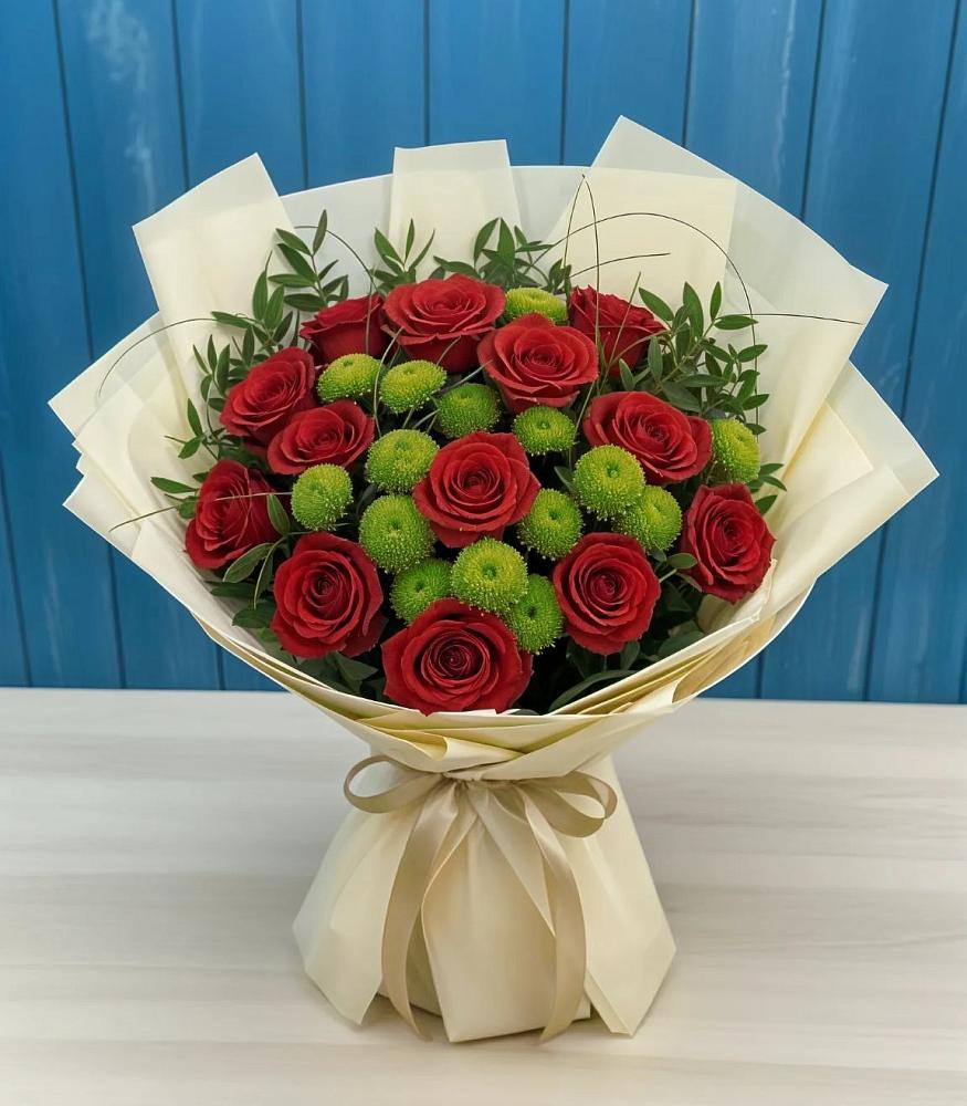 Букет цветов из: Розы и Хризантемы в городе Шелехов