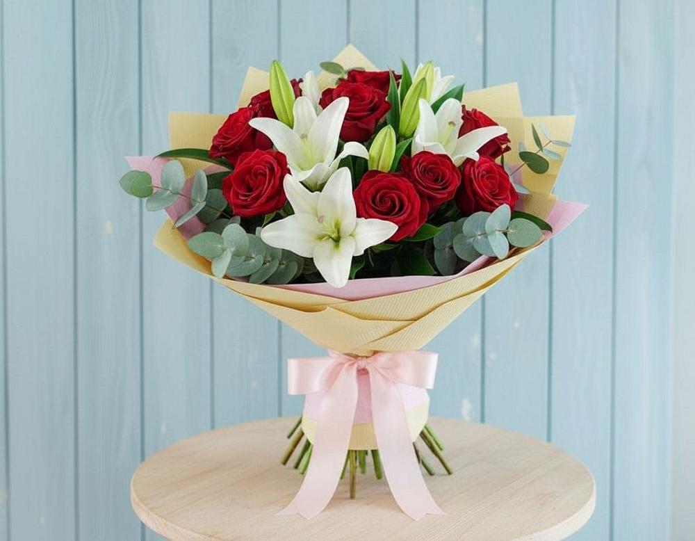 Букет цветов из: Лилии и Розы в городе Шелехов